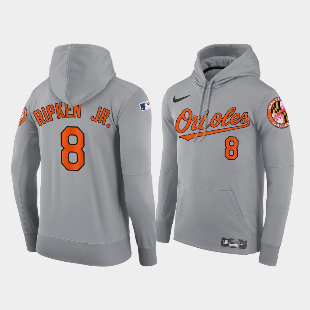 Men Baltimore Orioles #8 Ripken jr gray road hoodie 2021 MLB Nike Jerseys->baltimore orioles->MLB Jersey